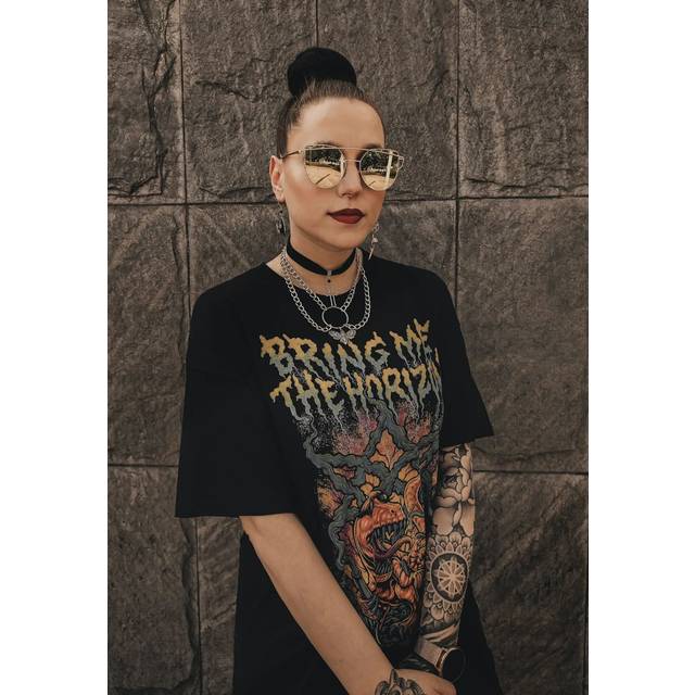 Billede af ROCK OFF Bring me the horizon smoking dinosaur official tee t-shirt mens